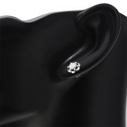 Large Mother of Pearl Flower Stud Silver Earrings, e334